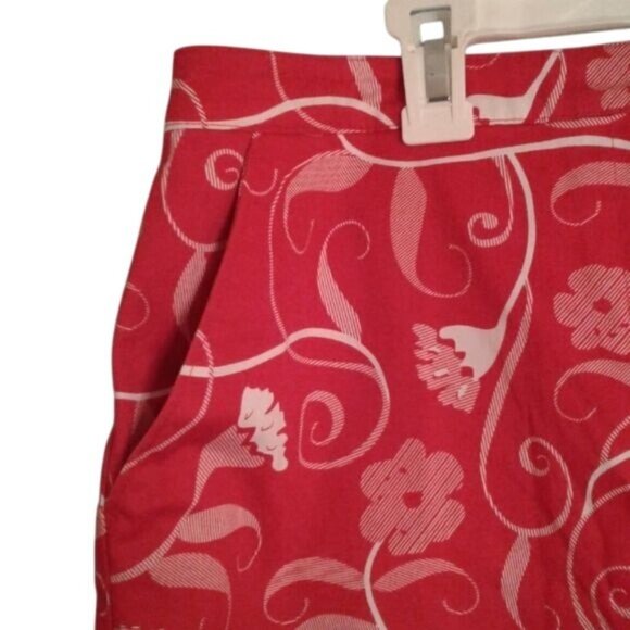 Izod Size 8 Skort Womens Red White Floral Print Cotton Spandex - Picture 2 of 10